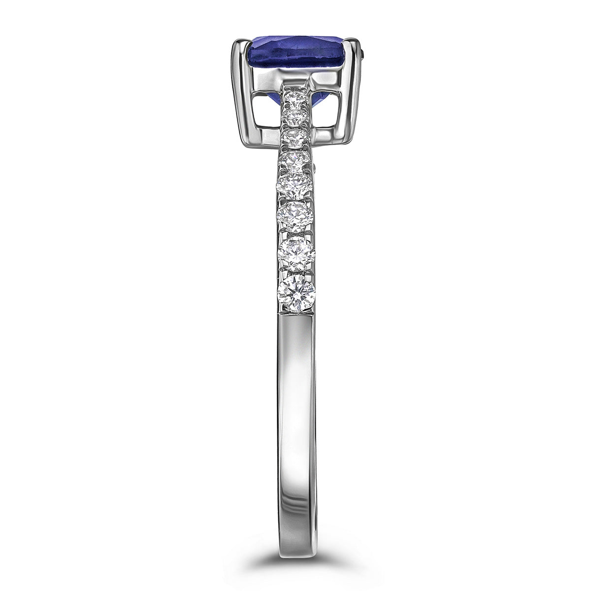 Astra 2.30ct Lab Sapphire and Diamond Shoulder Set Cushion Cut Ring in Silver